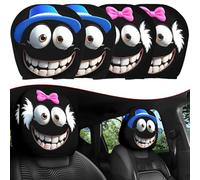 Yulabeear Head Rest Covers Car, Funny Cartoon Car Headrest Covers, 2PCS Funny Headrest Covers for Cars, Double-Sided Print, For Auto Front Seat Rest Decoration, Washable & Elastic (B+C)