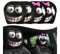 Yulabeear Head Rest Covers Car, Funny Cartoon Car Headrest Covers, 2PCS Funny Headrest Covers for Cars, Double-Sided Print, For Auto Front Seat Rest Decoration, Washable & Elastic (A+C)