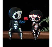YULANK Sugar Skull Couple Statue,Sugar Skull Decor,Resin Crafts Cute Statue Skeleton Memorial Sculpture, Dia De Los Muertos Decor,Halloween Decoration,Home Decor Figurines, for Girlfriend (A)