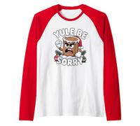 Yule Be Sorry Funny Sarcastic Anti Christmas Hater Yule Log Raglan Baseball Tee