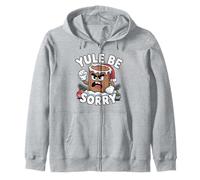 Yule Be Sorry Funny Sarcastic Anti Christmas Hater Yule Log Zip Hoodie