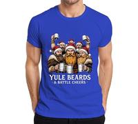 Yule Beards Battle Cheers Viking Christmas Beer Mug Retro Men's T-Shirt, blue, XXL