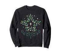 Yule Mistletoe Winter Ornament Botanical Star Holiday Art Sweatshirt