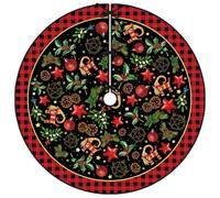 Yule Tree Skirt 36 Inch Pagan Christmas Tree Collar Scandinavian Straw Goat Julbock Mistletoe New Year Winter Xmas Tree Decor Christmas Decorations for Home Party