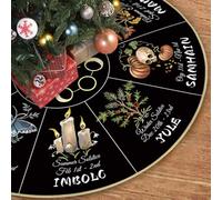 Yule Tree Skirt 48'' Winter Solstice Tree Collar Krampus Winter Xmas Decor Pagan Christmas Decorations for Home Party