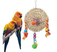 YULEESIYIP Pet Parrot Non Straw Plaited Wood Block Chewing Hanging Swing Toy Cage Accessories for Birds and Parrots S L (S negro y rojo)