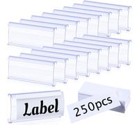 Yulejo 250 Pieces Wire Shelf Label Holders Wire Label Holder Plastic Shelf Tags for Shelving Metro Clips with Paper Inserts, Compatible with 1-1/4 Inch Shelves