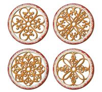 Yulejo 4 Pcs Thicken Rustic Wall Decor Farmhouse Kitchen Wall Round Art Wooden Hollow Carved Design Rustic Art for Living Room Bedroom Hallway Decor (15.7 x 15.7 Inch,Light Brown)