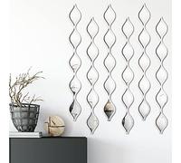 Yulejo 6 Pcs Acrylic Teardrop Mirror Decor - Narrow Wall Decor Boho Vintage Wall Art for Apartment Home Living Room Bathroom Bedroom Hallway (Silver Edge)