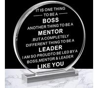 Yulejo Boss Gifts Acrylic Boss Day Gifts for Men Women Office Leader Going Away Appreciation Plaque Funny Work Acrylic Male Desk Sign Birthday Paperweight Thank You Gift for Leader