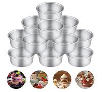 YuleNova 12 Pcs Cake Tins for Baking,4 Inch Round Cake Tin Set, Mini Cheesecake Tin Small Cake Pan, Anodized Aluminum Non-Stick Baking Trays for Bread, Pies, Pizza, Quiches
