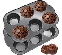 YuleNova 2 Pieces Jumbo Muffin Tins Cupcake Trays Nonstick Cup Cake Tins Baking Tray Tin for Yorkshire Pudding Pies, Cupcakes, Muffin and Brownies, Carbon Steel
