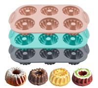YuleNova 3 Packs Mini Ring Cake Tin Silicone Cake Moulds Fluted Tube Cake Pans Silicone Baking Tins Baking Tray for Cupcake, Muffin, Donut