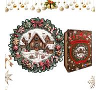 Yuletide Garland Jigsaw - Decorative Timber Logic Board, Winter Celebration Thinking Pastime, Precision Crafted Interlock Pieces, Creative Cognitive Skill Builder | Home Parties Bonding