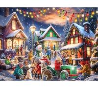 Yuletide Village Christmas Jigsaw Puzzle 500 Piece by Vermont Christmas Company - Large Pieces - Holiday Puzzles for Adults & Families - Fully Interlocking & Randomly Shaped Pieces - 24" x 18"