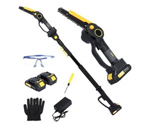 yulewiix 2-in-1 Cordless Pole Saw and Mini Chainsaw, Battery Chainsaw, Brushless Electric Chain Saw with 2 X 2.0ah Battery, 4.9-7.5ft Adjustable Pole Saw for Tree Pruning UK