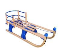 yulewiix Snow Sled, Winter Outdoor Wood Sled, Foldable Kids Sled with Backrest, Long Digging Rope Children Toboggan, Winter Outdoor Wood Sled Wooden Color