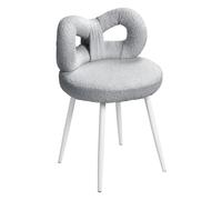 yulewiix Vanity Chair, Dressing Chair with Bow-Knot Backrest, High Stability Armless Upholstered Chair, No Wheels Small Stool with Cute Bow Backrest for Living Room Grey
