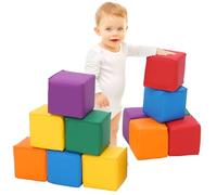 YULEYU Foam Blocks for Toddlers, 5.5" PU Soft Building Blocks for Toddlers Colorful Stackable Soft Cubes for Kids, Easy Cleaning - 12 Pieces