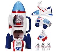 YULEYU Spaceship Toy Set with Lights & Sound for Boys Girls, including 3 Astronauts Figure, 1 Space Rocket, 2 Space Rover, 1 Shuttle, Astro Venture Playset 10 Pcs (2) (10 Pcs)