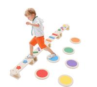 YULEYU Wooden Balance Beam with 6 Stepping Stones, Kids Montessori Sensory Toy Obstacle Course for Toddler Outdoor Indoor Play, Wooden Balance Board Build Coordination