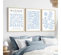 yulihaz Abstract Matisse Poster 3 Sets of Light Blue Flower Wall Art Unframed 16x24 inch Boho Minimalist Henri Matisse Canvas Posters Prints Aesthetic Pictures Wall Decor Gallery Home Decoration