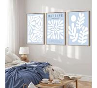 yulihaz Matisse Abstract Flower Posters Light Blue Henri Matisse Wall Art Set of 3 Boho Floral Canvas Prints Aesthetic Picture Decor for Bedroom Living Room College Dorm Unframed 12x16 in