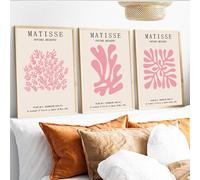 yulihaz Pink Matisse Canvas Poster Set of 3 Minimalist Light Pink Henri Matisse Wall Art Preppy Abstract Pink Wall Decor Print Aesthetic Pictures for Bedroom Living Room Unframed 12x16 Inch