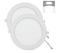 YULIN SUN 12W Round LED Ceiling Light Recessed Flat Panel 6500K Cool White 170 x 170mm Includes Transformer, 2 Pack