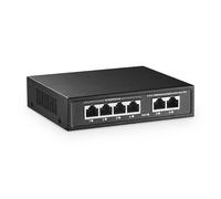 YuLinca 6 Port Mini PoE Switch with 4 Ports PoE+, 2 Fast Ethernet Uplink, 10/100Mbps, 65W 802.3af/at PoE, Fanless Metal Plug & Play PoE+ Network Switch