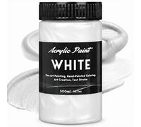 YULL Acrylic Paint White Metallic - 300 ml/10.6 fl oz Waterproof & Opaque Metallic White Acrylic Paint for Metal, Wood, Glass, Ceramic, Canvas, Stone, Fabric and Leather