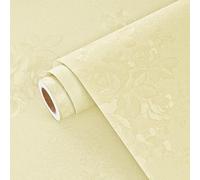 Yullpaper Beige Floral Wallpaper for Bedroom Contact Paper Self Adhesive Flower Leaf Textured Wallpaper Kitchen Cupboard Vinyl Wrap Sticky Back Plastic Discreet Wall Paper Roll Living Room 40 x 300cm