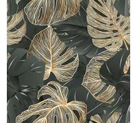 Yullpaper Black/Gold/Orange Jungle Wallpaper 44.5 x 1000cm Peel and Stick Wallpaper for Bathroom