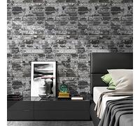 Yullpaper Grey Brick Wallpaper Peel and Stick Sticky Back Plastic Roll Vintage Concrete Brick Effect Self Adhesive Washable Kitchen Wallpaper Shabby Chic Grey Blue Contact Paper 40 X 300cm