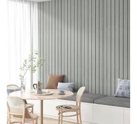 Yullpaper Grey Wood Effect Wall Panels Self Adhesive Living Room Kitchen Decor Wall Cladding Peel and Stick Panelling for Walls Acoustic Panels Wood Grey Slat Wallpaper Sticky Vinyl Roll 30 x 300cm