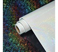 Yullpaper Holographic Sticker Paper Self Adhesive Clear Laminating Sheets | Clear glossy holographic self adhesive vinyl sticker paper Star patterned film waterproof paper roll for DIY Decoration