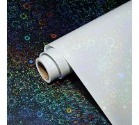 Yullpaper Holographic Vinyl Paper Self-Adhesive sticker paper roll | Glitter transparent Fireworks pattern Holographic Sticker Paper Waterproof Self-Adhesive Laminating Sheet for Decoration