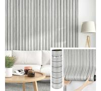 Yullpaper Light Grey 3D Wall Panels for Living Room PVC Cladding Kitchen Backsplash Decorative Wood Panels for Walls Self Adhesive Grey Panel Wallpaper Fireplace & TV Wall Panel Board 30cm x 300cm