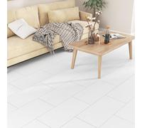 Yullpaper White Vinyl Flooring Peel and Stick Floor Stickers for Bathroom Sticky Floor Tiles Self Adhesive Lino Flooring Plain White Tile Stickers Waterproof Kitchen Flooring 60 X 30cm 4 PCS
