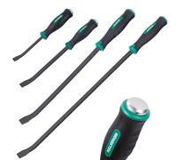 YullSorom Pry Bar Set, 8", 12", 18" and 24" Pry Bars Heavy Duty 4-Piece Mechanic Hand Tools, Thicker Strike Cap Handle Prybar Set, Black Green