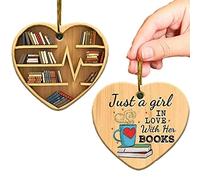 Yulokdwi 2D Bookworm Ornaments | Creative Fashionable Bookworm Reading Ornaments | 2D Bookworm Ornaments and Lovers Heart Ornament for Family