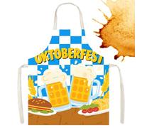 Yulokdwi Aprons for Cooking, Oktoberfest Theme Chef Apron, Breathable Adjustable Waist Tie Checkered Oil-Proof Clothes for Server Waitress BBQ Art Studio Housekeeping