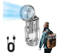 Yulokdwi Camping Lamp | Solar Power Lantern Camping LED Lights | Rechargeable Waterproof Survival Gear Power Bank with Foldable Cooling Fan for Outdoor Outages Tent Storm Hiking