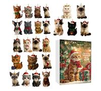 Yulokdwi Christmas Ornament Countdown,24 Day Cat Theme 2D Flat Toy | Countdown To Christmas Calendar - for Holiday Offices Desk Wall Tree Kids Toddler Teen Adult Boy Girl Women Men Family