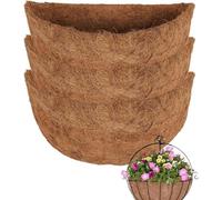 Yulokdwi Hanging Basket Liner,3Pack Natural Coco Fiber Liners For Half Round And Trough Hanging Baskets, Outdoor Planter Liners Replacement Basket Shaped Liner Half Wall Planter (10 Inch)