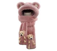 Yulokdwi Hooded Scarf,Stylish Cold Proof Thick Slouchy Soft Snow Hat | Cute Bear Ears Women Girls Cute Animal Winter Hats for Autumn Winter Pink