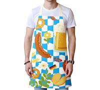 Yulokdwi Kitchen Apron | Oktoberfest Theme Cook Apron,Breathable Adjustable Waist Tie Checkered Oil-Proof Clothes for Server Waitress BBQ Art Studio Housekeeping