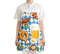 Yulokdwi Mens Cooking Apron | Oktoberfest Theme Cook Apron | Breathable Adjustable Waist Tie Checkered Oil-Proof Clothes for Server Waitress BBQ Art Studio Housekeeping