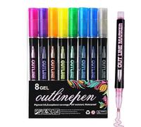 Yulokdwi Outline Pens, 8/24 Color Double Line Outline Marker Pens,Glitter Outlines Gel Pen,Outlines Gel Pen With Ultra-fine Tip For Kids Christmas Greeting DoodlingCards