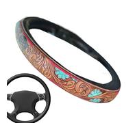Yulokdwi Steering Wheel Cover Leather, Interior Accessory Cowboy Decor, Wear-Resistant Breathable Steering Cover for Van SUV Sedan Taxi Offroad Vehicles Car Women Men Summer Winter